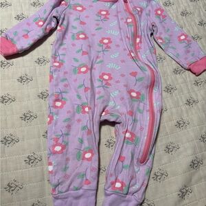 Floral Print Pink and Purple Footie